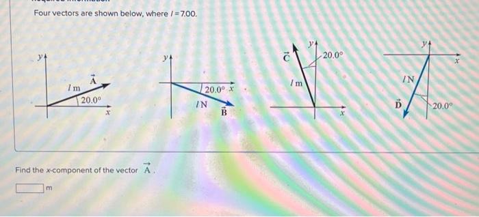 Solved Four vectors are shown below, where I=7.00. Find the | Chegg.com