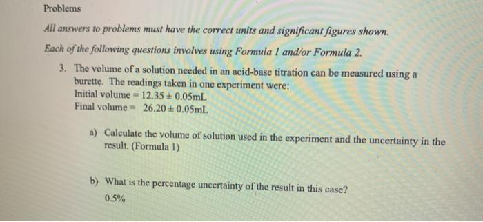 Solved Problems All answers to problems must have the | Chegg.com