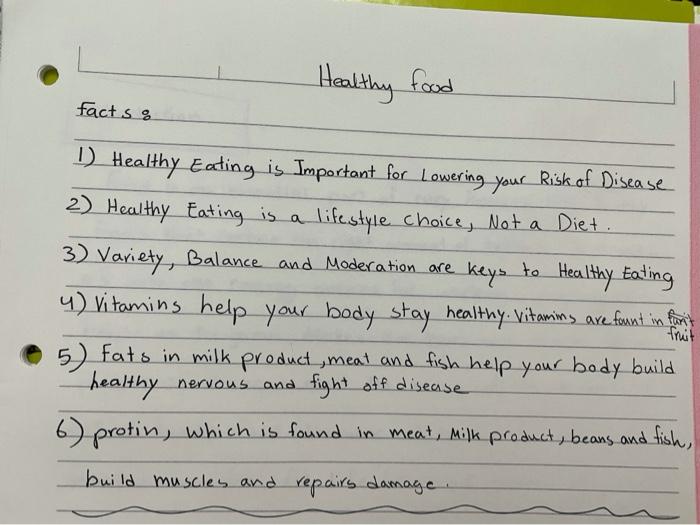 Solved Healthy food facts % D Healthy Eating is Important | Chegg.com