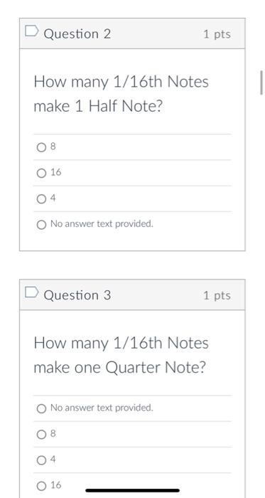 Solved How many 1/16th Notes make 1 Half Note? | Chegg.com