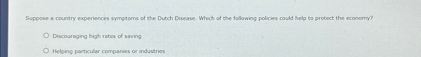 Solved Suppose a country experiences symptoms of the Dutch | Chegg.com