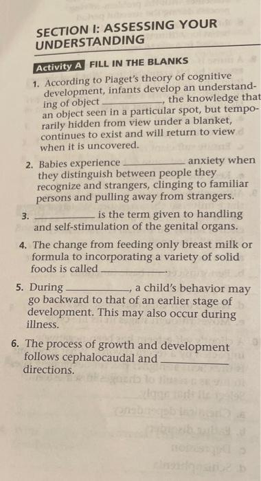 Solved SECTION I ASSESSING YOUR UNDERSTANDING Activity A Chegg