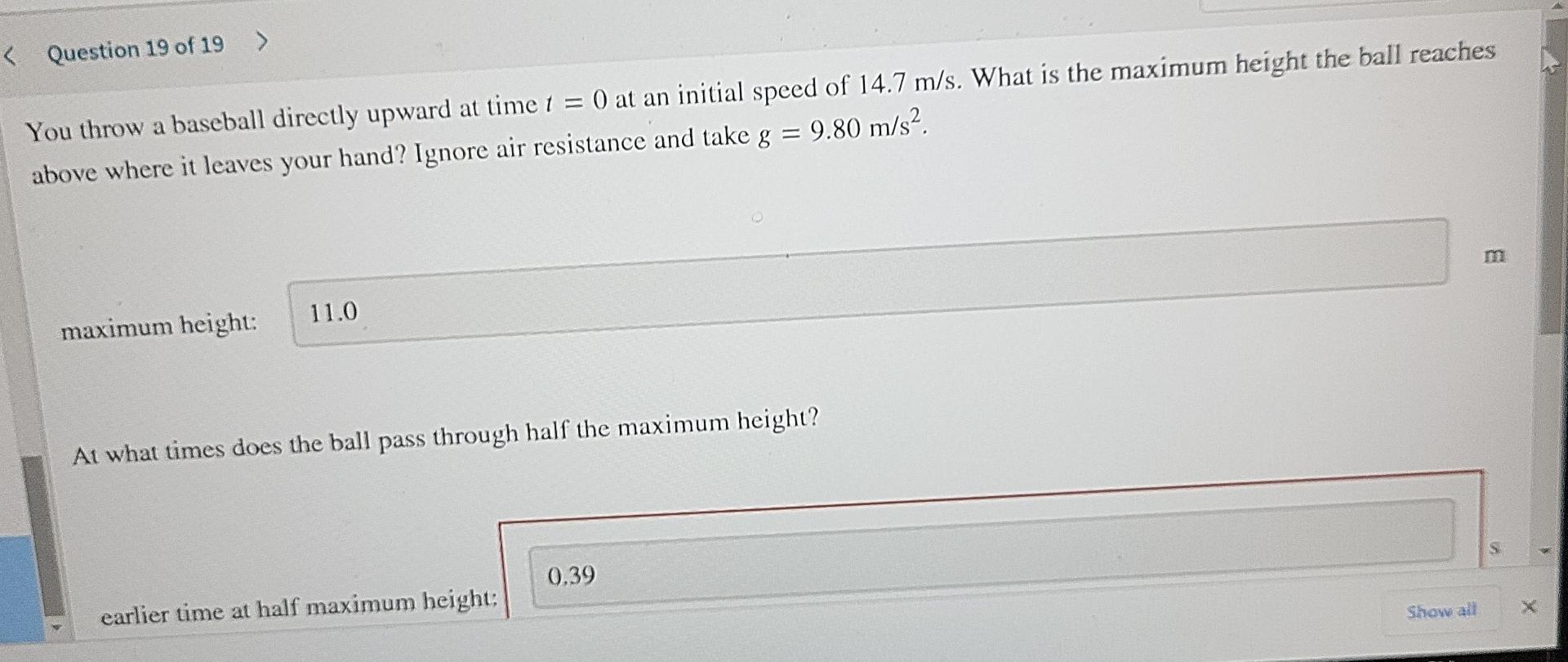 Solved You throw a baseball directly