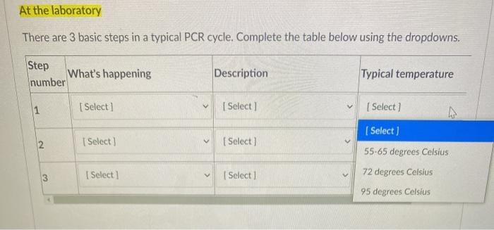 Solved At the laboratory There are 3 basic steps in a | Chegg.com