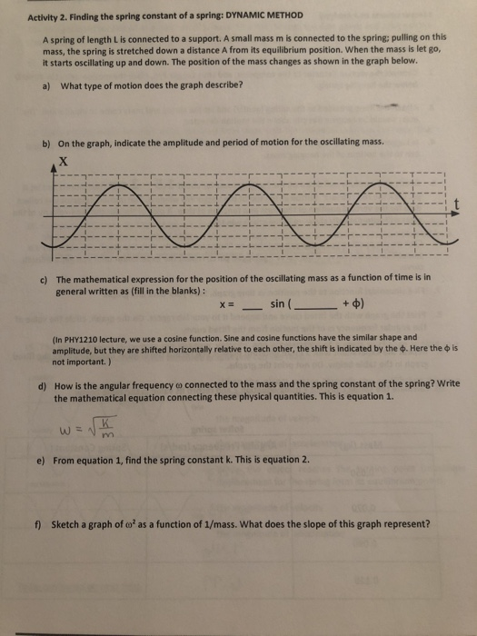 Solved Activity 2. Finding The Spring Constant Of A Spring: | Chegg.com