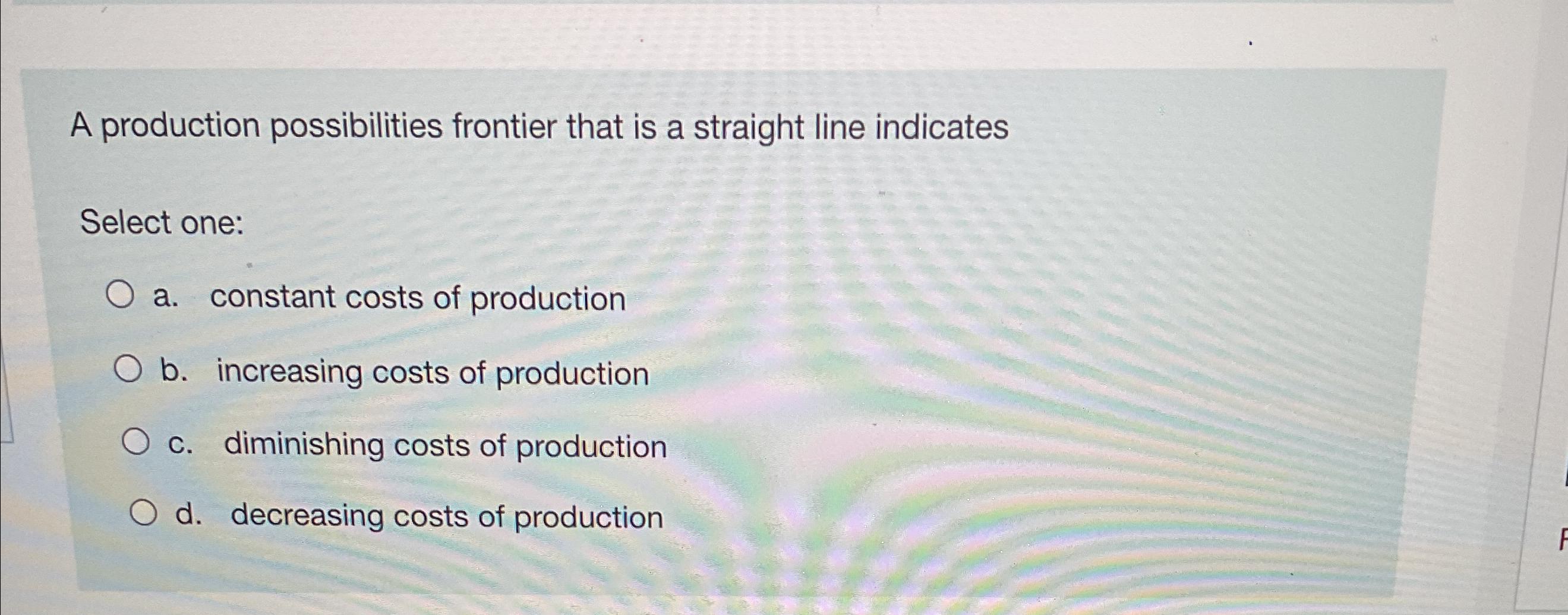 production possibilities frontier straight line