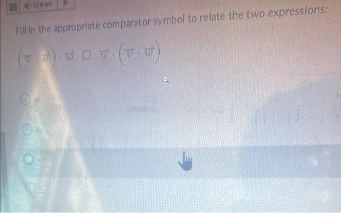 Solved Fill in the appropriate comparator symbol to relate | Chegg.com