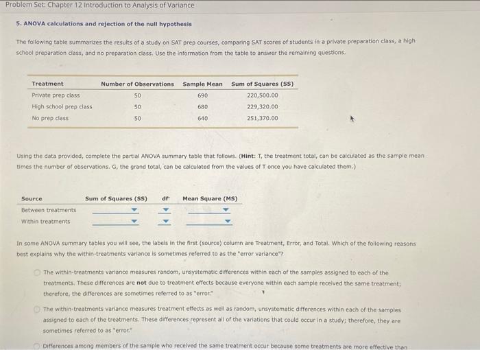 Solved Problem Set: Chapter 12 Introduction to Analysis of | Chegg.com