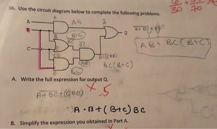 Solved 36. Use the circuit diagram below to complete the | Chegg.com