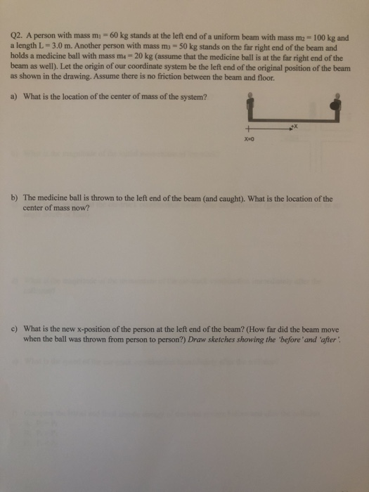 Solved Q2. A person with mass m = 60 kg stands at the left | Chegg.com