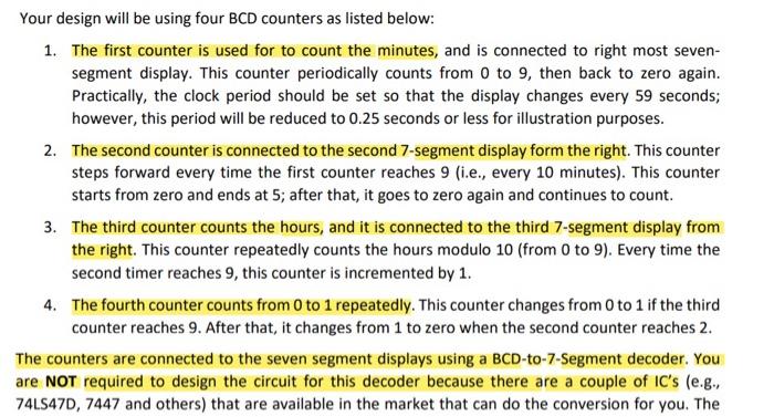 Solved I have to simulate a digital clock on Multisim which | Chegg.com