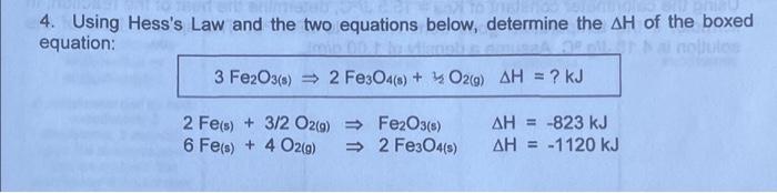 Solved Using Hess's Law And The Two Equations Below, | Chegg.com