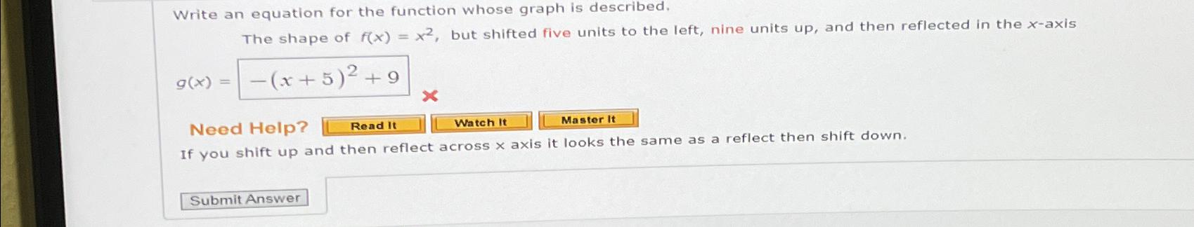 Solved Write an equation for the function whose graph is | Chegg.com