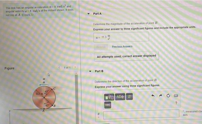 Solved The disk has an angular acceleration a 9 rad/sand | Chegg.com
