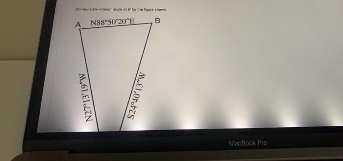 Solved Compute the interior angle at for the figure shown. A | Chegg.com