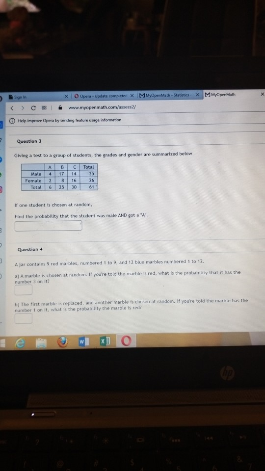 Solved X Opera - Update completed X M MyOpen Math - | Chegg.com