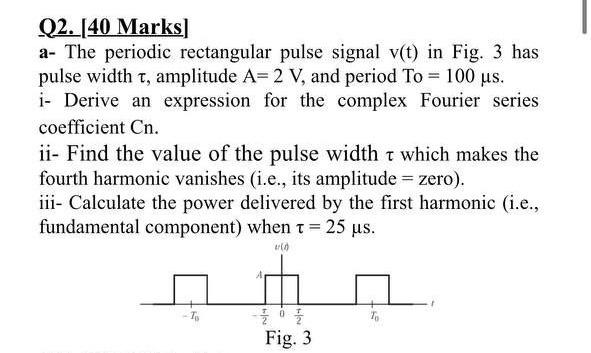 Q2. [40 Marks] a- The periodic rectangular pulse | Chegg.com
