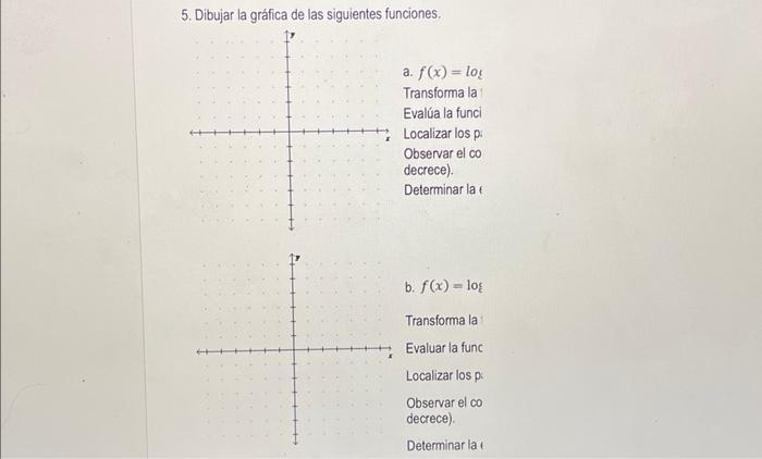 5. Dibujar la gráfica de las siguientes funciones, a. \( f(x)=10 \) s Transforma la Evalúa la funci Localizar los pi Observar