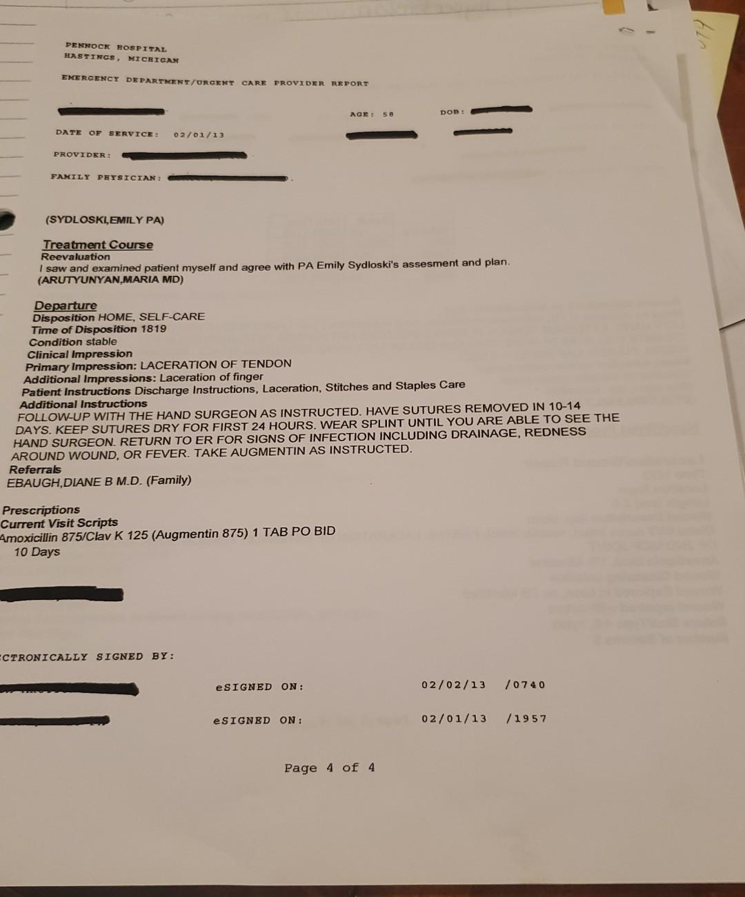 Solved PENNOCK HOSPITAL HASTINGS, MICHIGAN Chart EMERGENCY