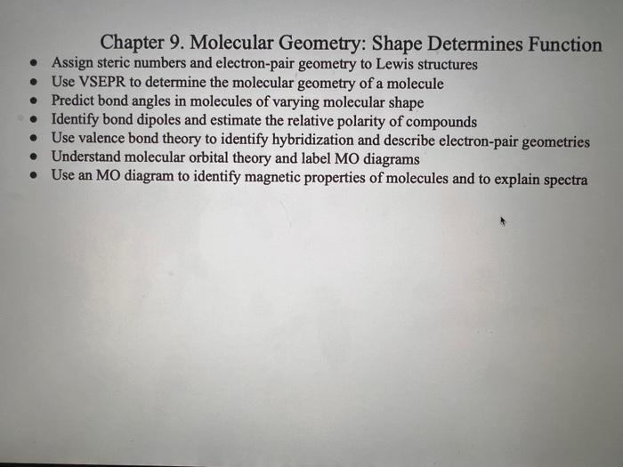 Solved Chapter 9. Molecular Geometry: Shape Determines | Chegg.com