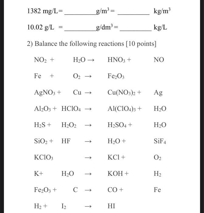 Solved 1 Do The Following Unit Conversions Use Proper Chegg Com