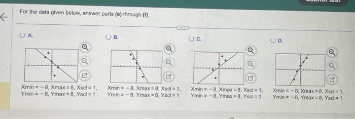 Solved For the data given below, answer parts (a) through | Chegg.com