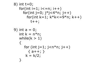 Solved 8) int t=0; for(int i=1;i