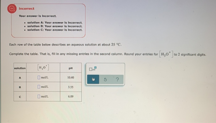 Solved Incorrect Your answer Is Incorrect. • solution A: | Chegg.com
