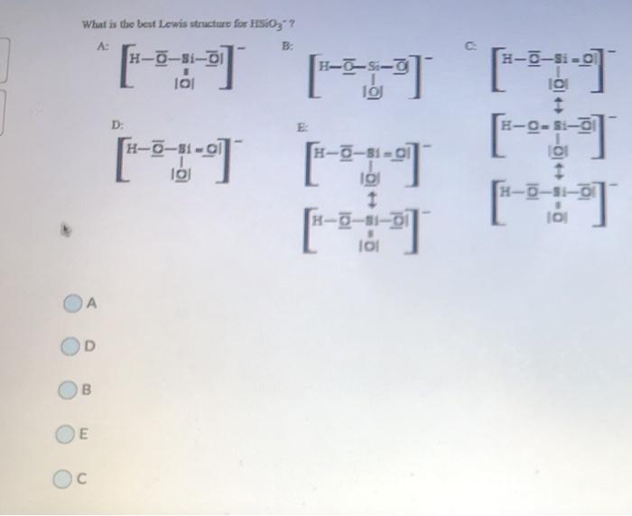 Solved What Is The Best Lewis Structure For Hso H Sim To Chegg Com