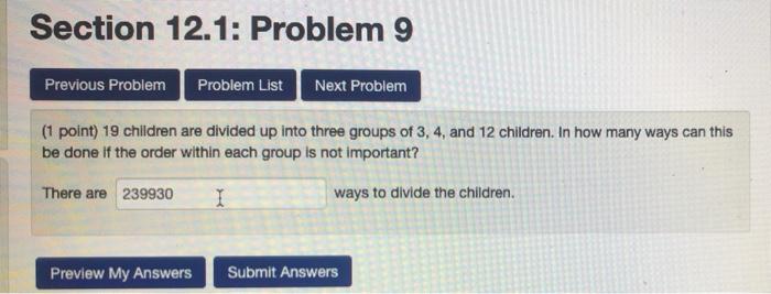 Solved Section 12.1: Problem 9 Previous Problem Problem List | Chegg.com
