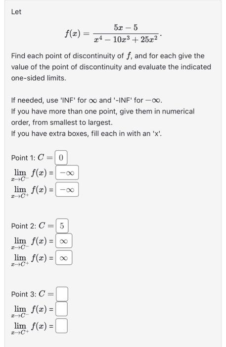 Solved Let F X X4−10x3 25x25x−5 Find Each Point Of