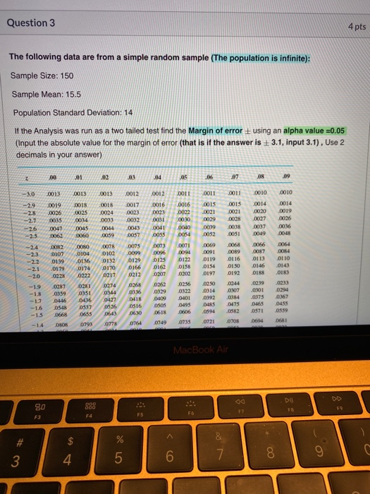 Solved Question 3 4 pts The following data are from a simple | Chegg.com