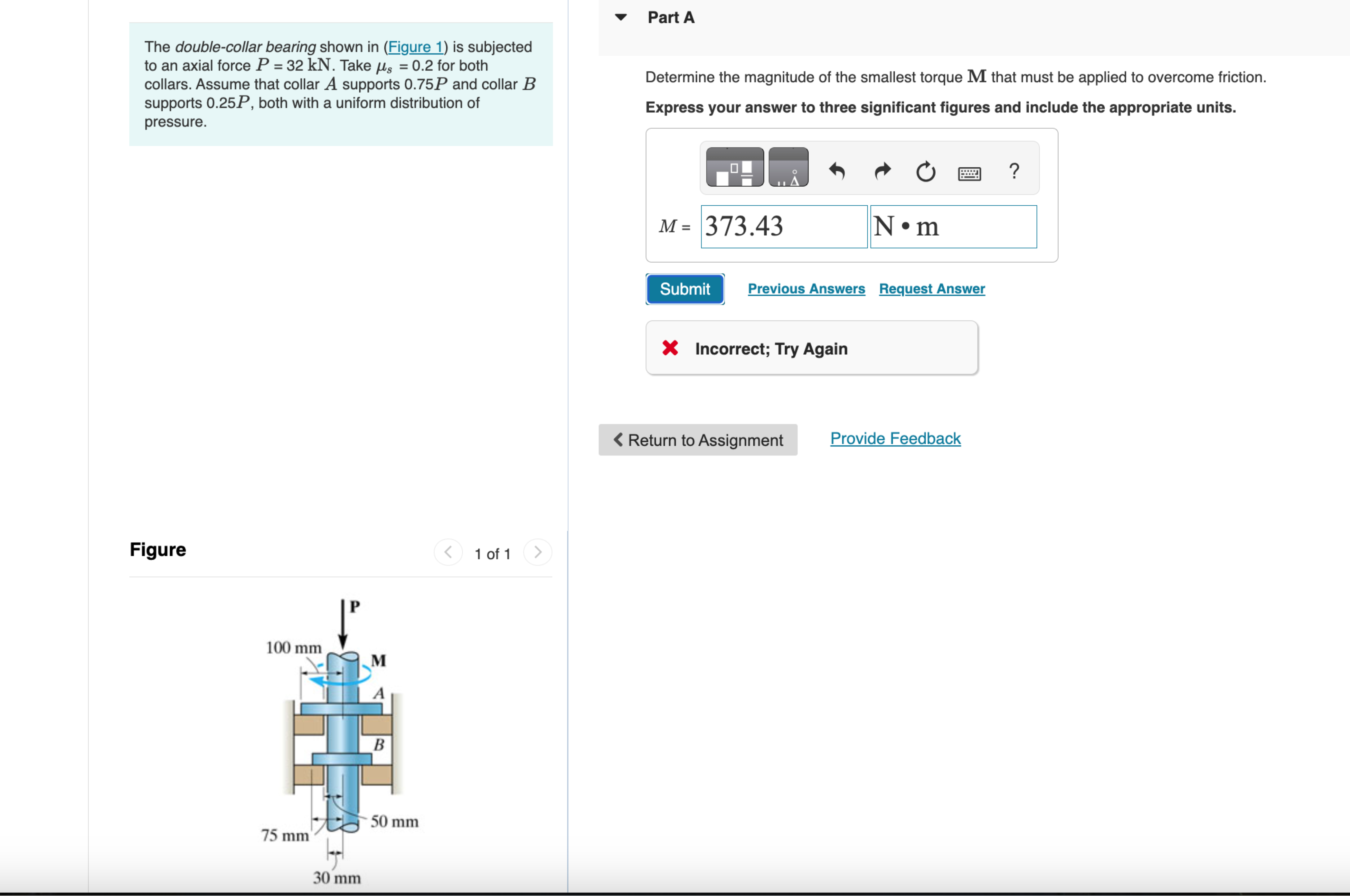 Solved The double-collar bearing shown in (Figure 1) | Chegg.com