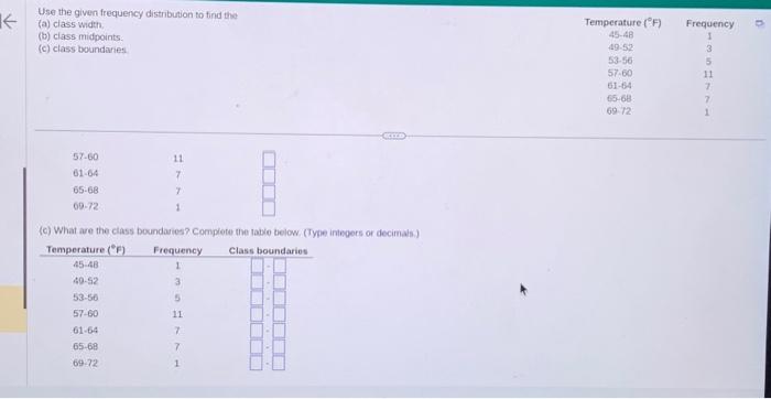 Solved Use The Given Frequency Distribution To Find The A 7869