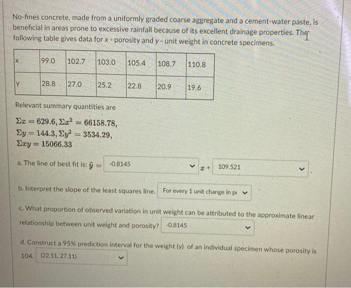 Solved No-fines concrete, made from a uniformly graded | Chegg.com