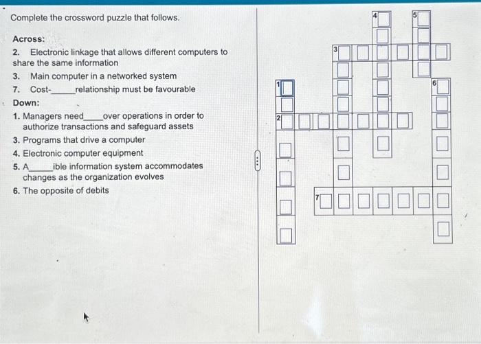 Solved Complete the crossword puzzle that follows Across: Chegg com