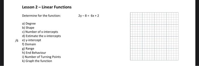 Solved Lesson 2 - Linear Functions Determine for the | Chegg.com