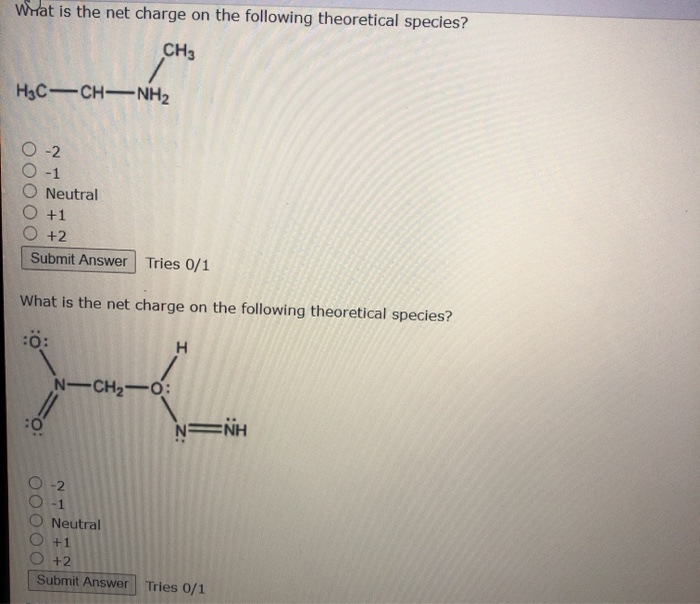 Net Ch2 Solved What is the net charge on the following theoretical | Chegg.com