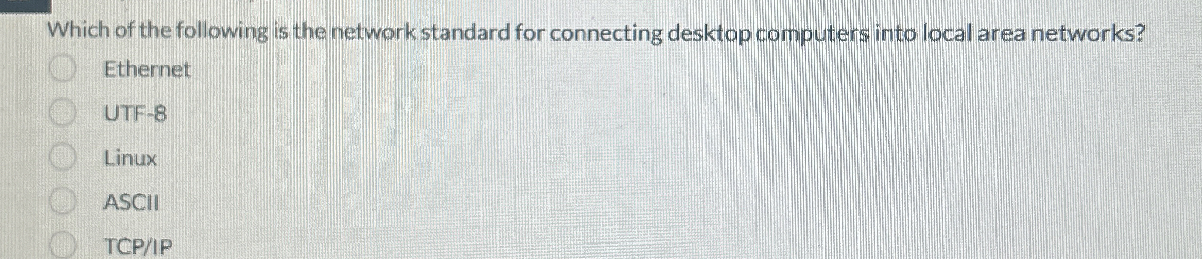 Solved Which of the following is the network standard for | Chegg.com