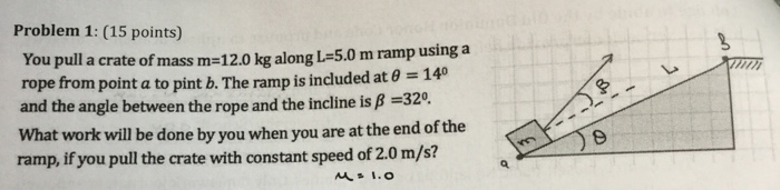 Solved 3 R B Problem 1: (15 Points) You Pull A Crate Of Mass | Chegg.com