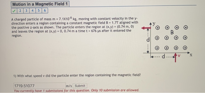 Solved Motion in a Magnetic Field 1 2 3 4 5 6 A charged | Chegg.com