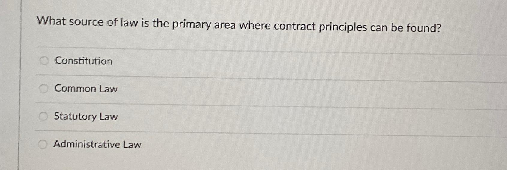 Solved What source of law is the primary area where contract