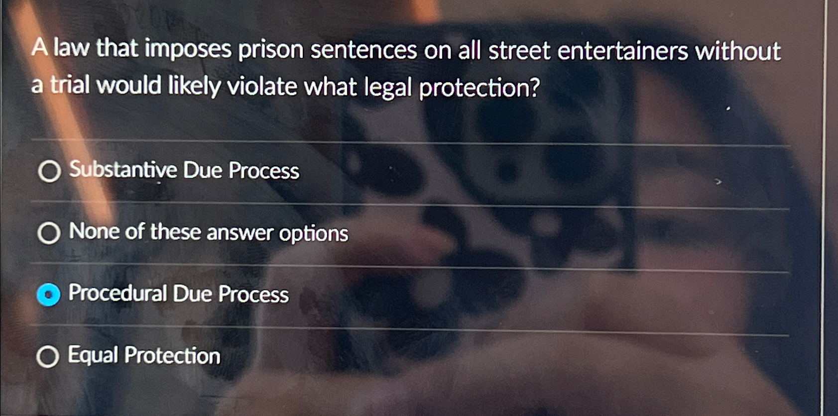 Solved A law that imposes prison sentences on all street | Chegg.com