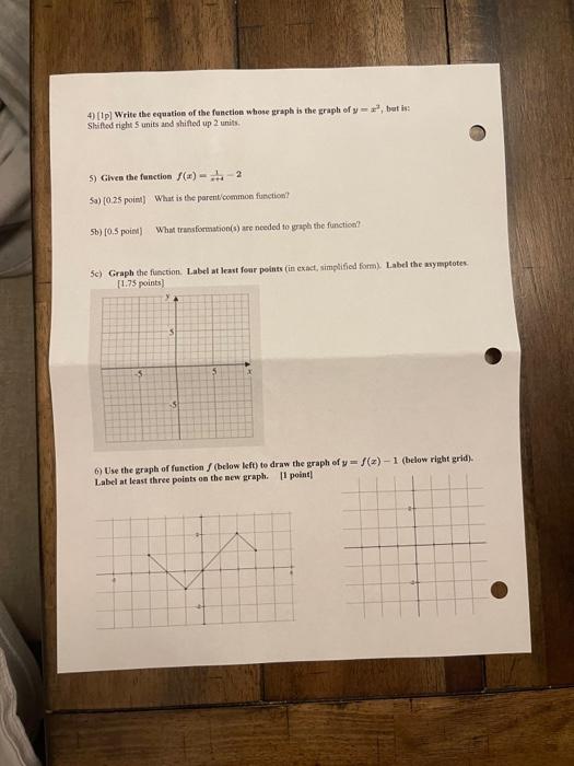 Solved 4) [1p] Write the equatios of the fanction whose | Chegg.com