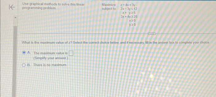Solved Use graphical methods to solve this linear | Chegg.com