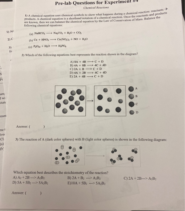 Solved Pre Lab Questions For Experiment 4 Chemical 3748