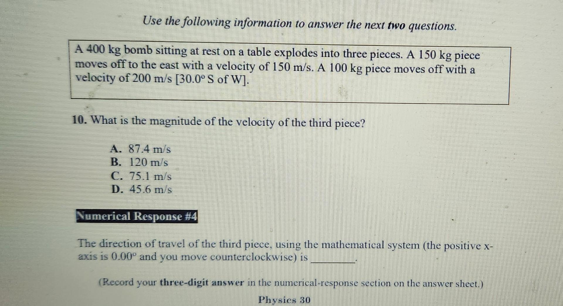 Solved Use The Following Information To Answer The Next Two | Chegg.com