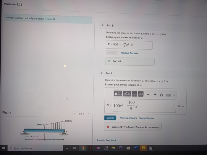 Solved Problem 6.35 A beam is shown in the figure below. | Chegg.com