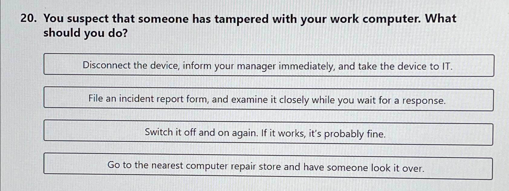 Solved You suspect that someone has tampered with your work | Chegg.com