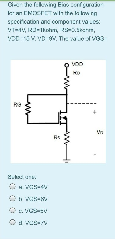 Solved Given The Following Bias Configuration For An Emos Chegg Com